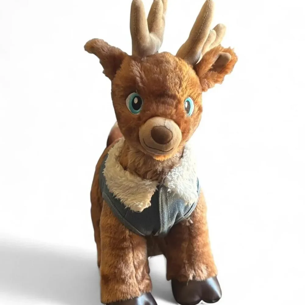Build-A-Bear Reindeer plush in denim jacket, BABW plush